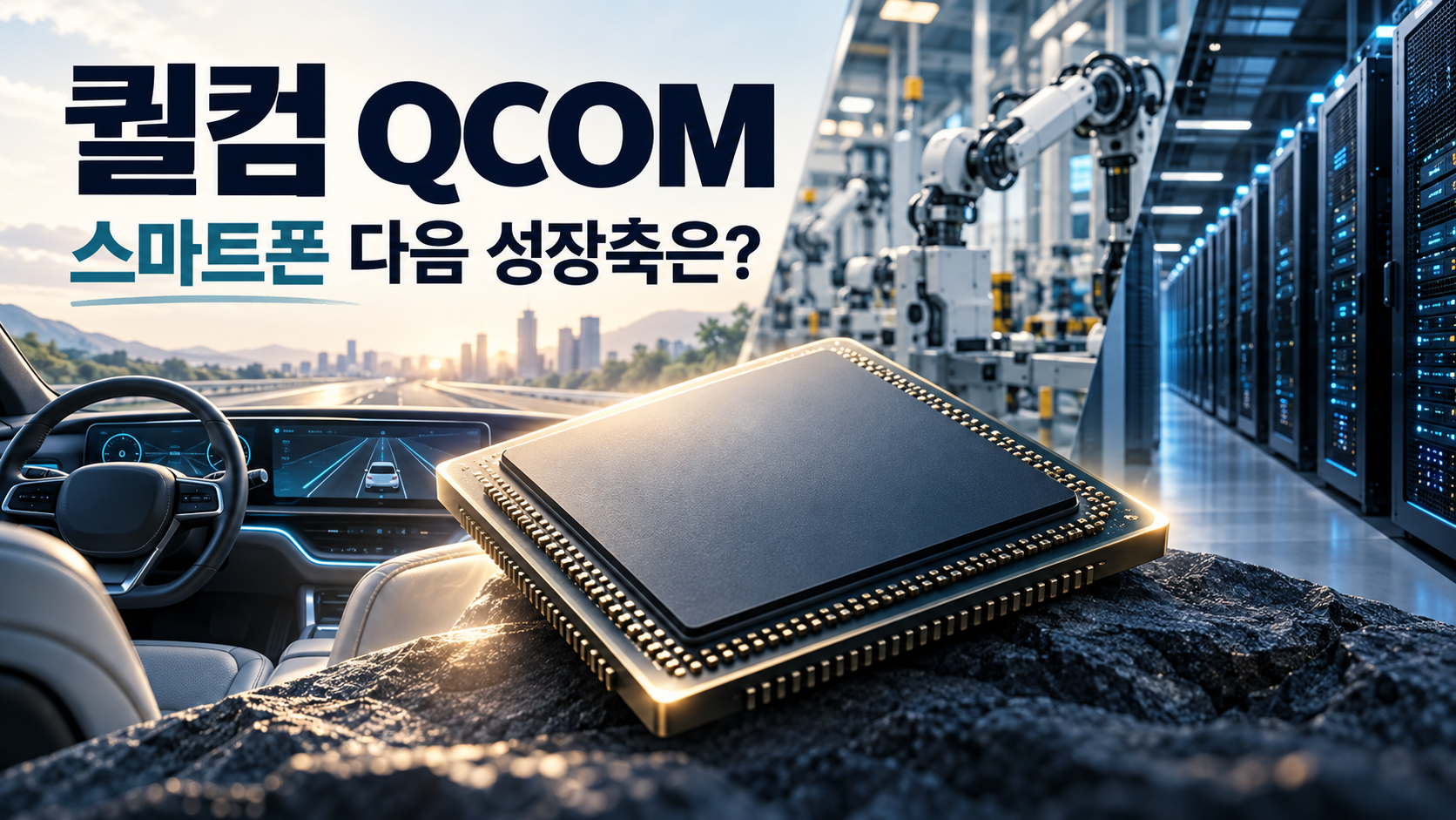 퀄컴의 자동차·산업·서버 확장을 표현한 설명용 이미지