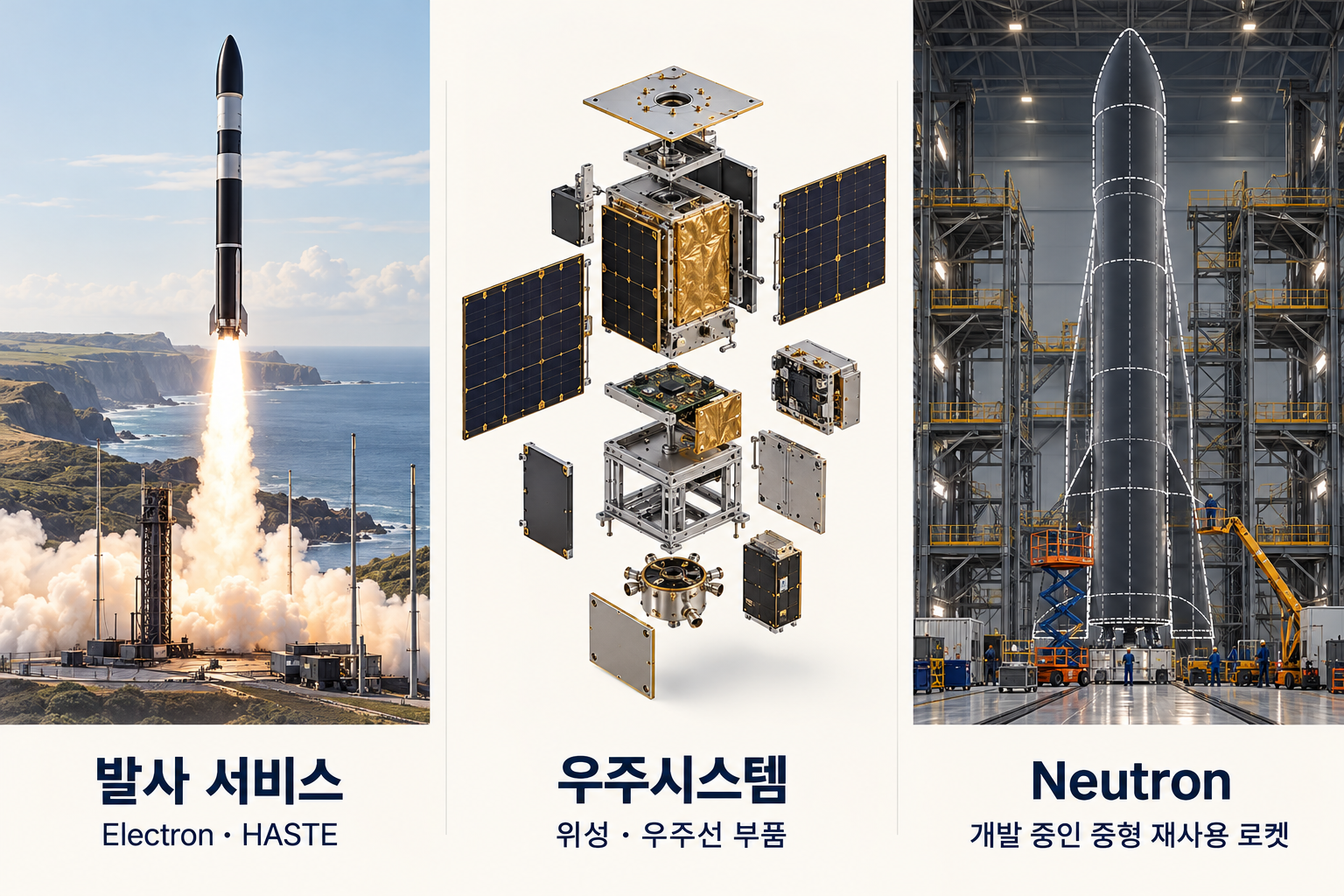발사 서비스·우주시스템·개발 중인 Neutron의 구분