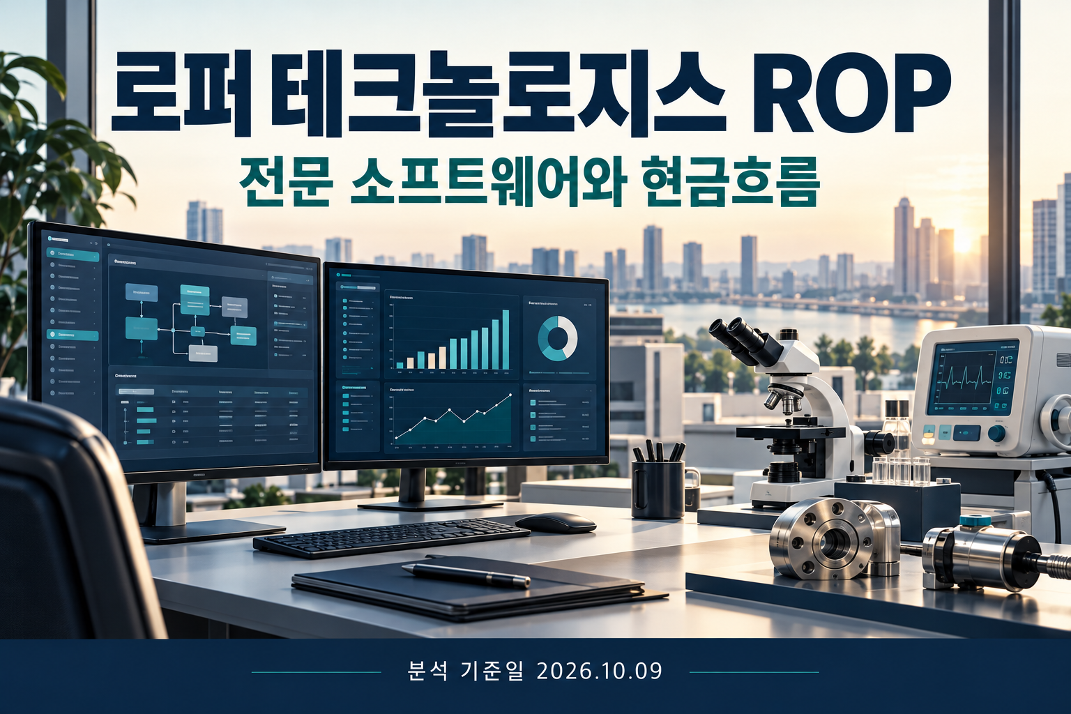 전문 소프트웨어와 기술 제품을 표현한 설명용 이미지
