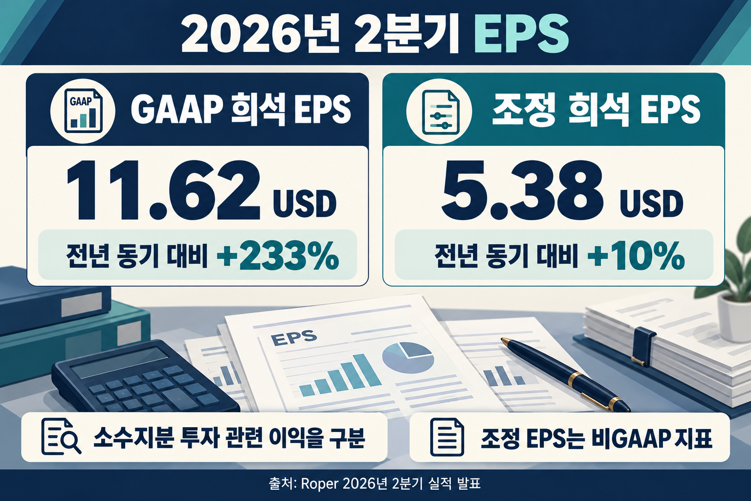 GAAP EPS와 조정 EPS를 비교한 설명용 이미지