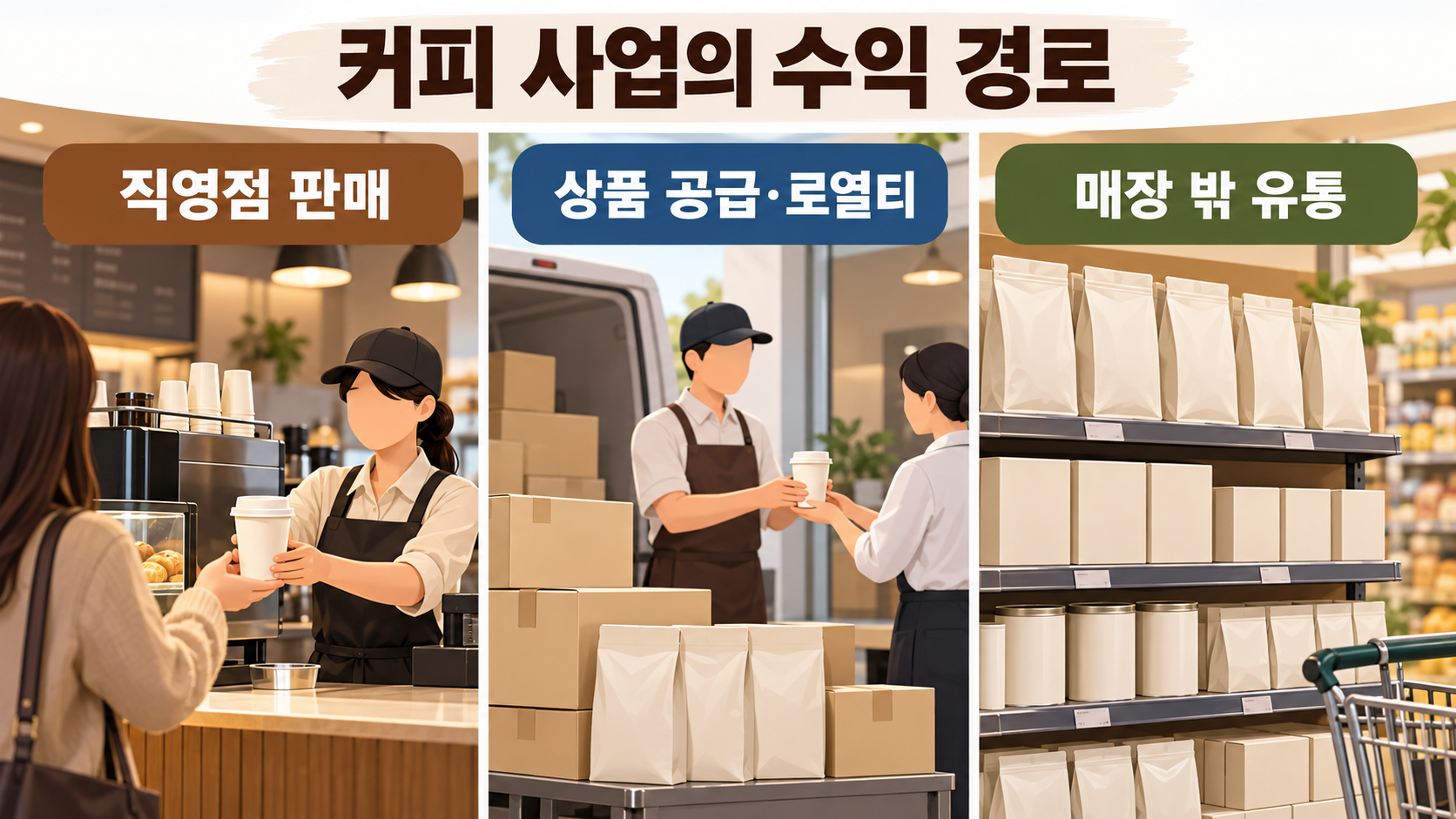 직영 판매와 라이선스, 매장 밖 유통의 차이를 표현한 개념