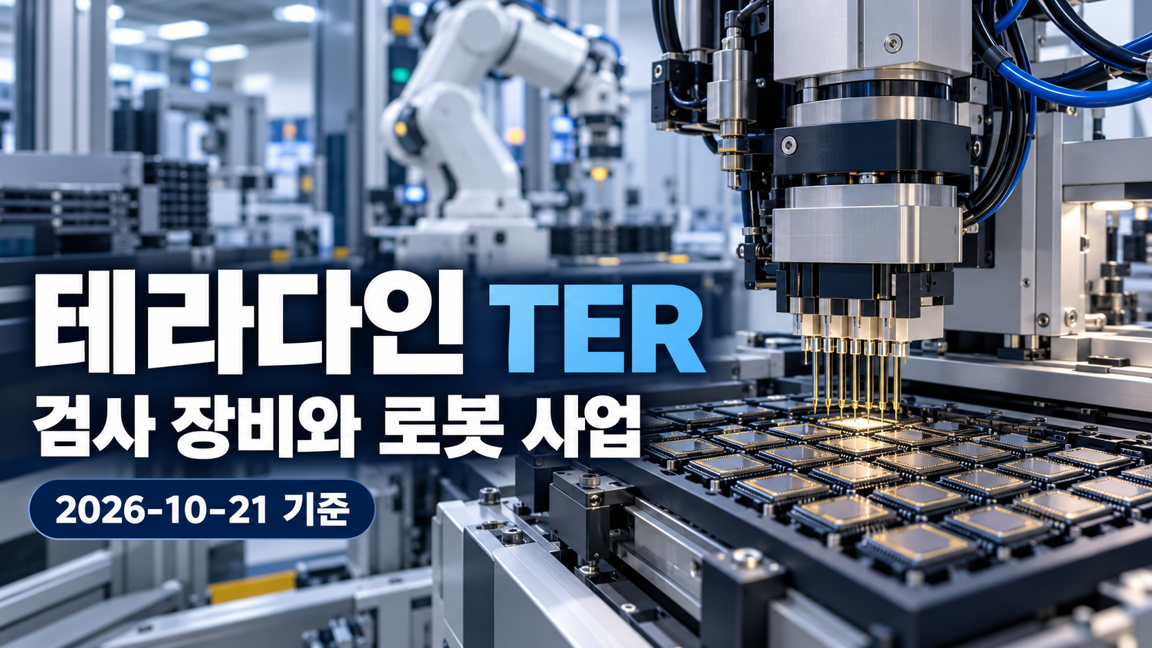 반도체 테스트 장비와 로봇을 표현한 산업 장면